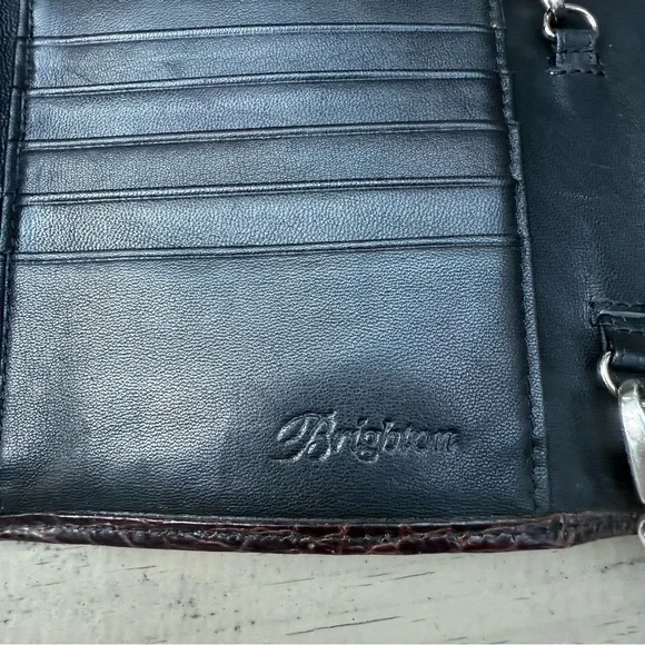 Brighton Black and Brown Leather Crossbody Wallet - Picture 8 of 15